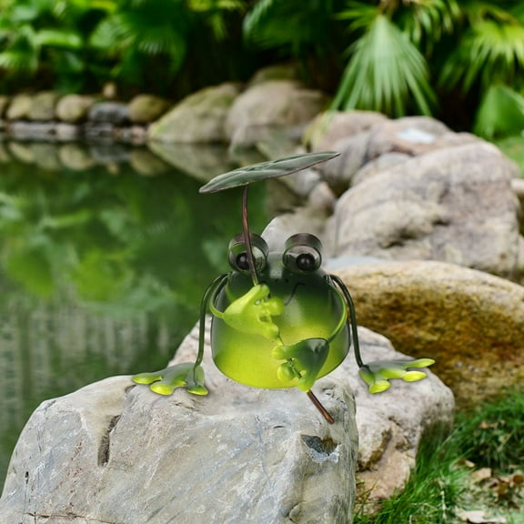 dianhelloya Handcrafted Metal Frog Garden Ornament, Whimsical Outdoor Decor Iron Sculpture, Durable Collectible Animal Figurine for Lawn, Patio, Desk, Gift