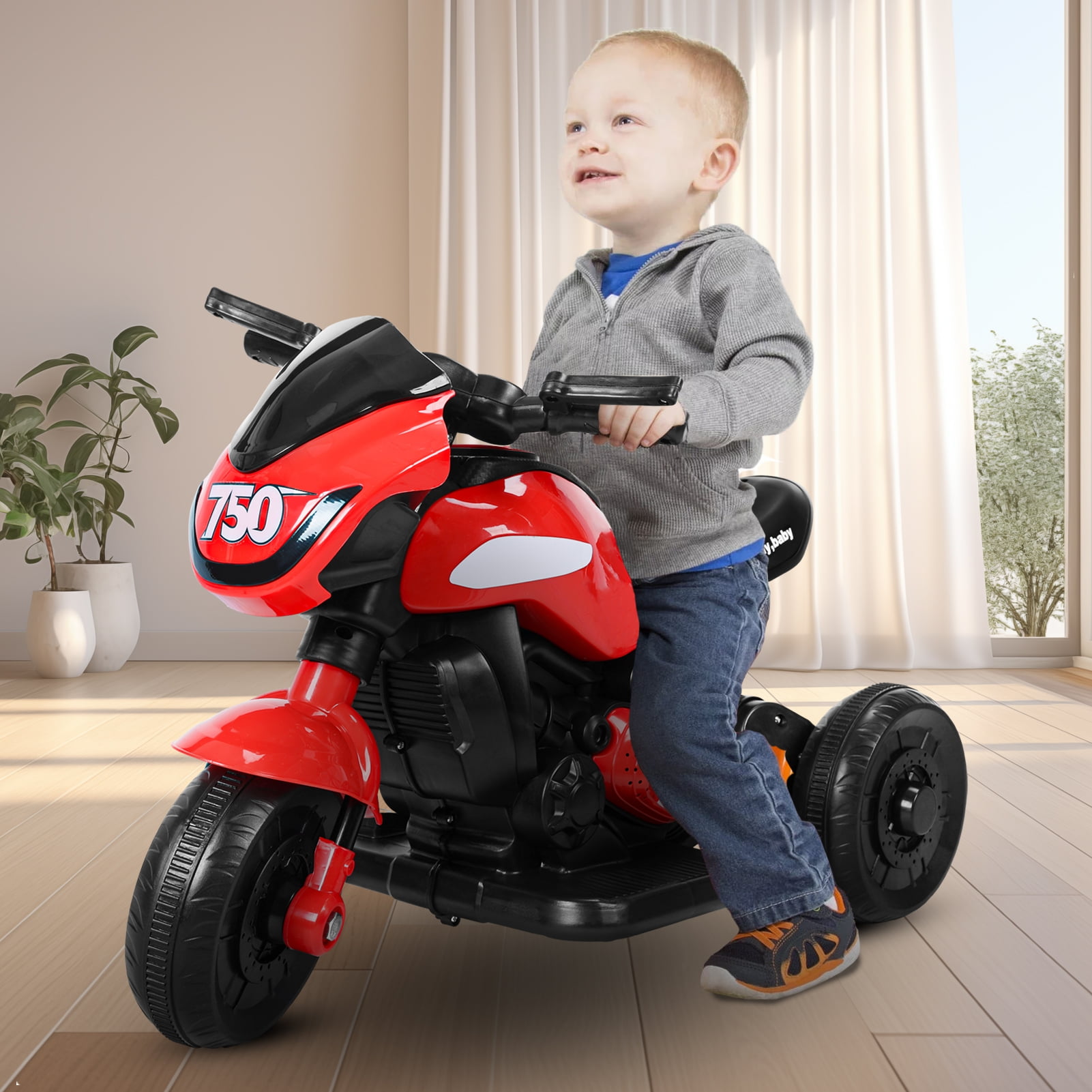 dianhelloya Kids Electric Tricycle, Kids Motorcycle Rideon Car Toy, 3
