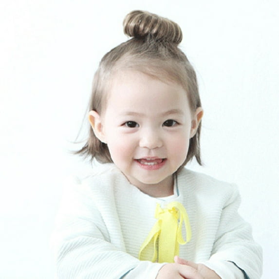 dianhelloya Kids Girls Hair Bun Extension Wig Hairpiece Wavy Curly Messy Donut Chignons Black