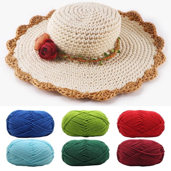 dianhelloya Knitting Wool Yarn Professional Ultra Soft Needlework DIY 4Ply Milk Cotton Crochet Knitted Yarn for Home Red