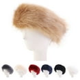 thumbnail image 1 of dianhelloya Ladies Winter Faux Fur Soft Fluffy Cozy Warm Unisex Thick Furry Headband Winter Outdoor Earwarmer Empty Top Elastic Anti-slip Ski Hat Navy Blue, 1 of 8