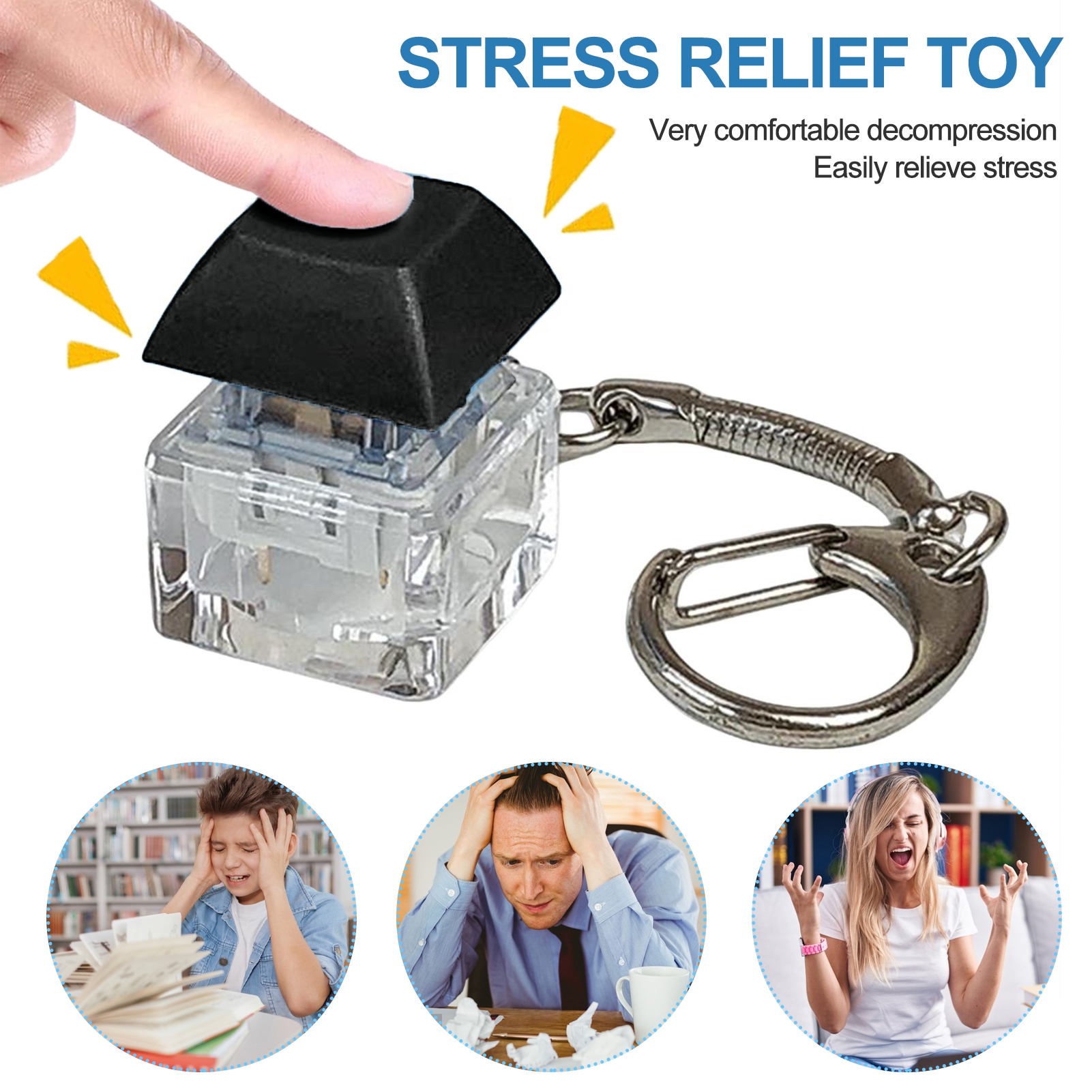 dianhelloya Lightweight Keychain Fidget Toy Keyboard Keychain Stress Relief Toy for Adults Kids