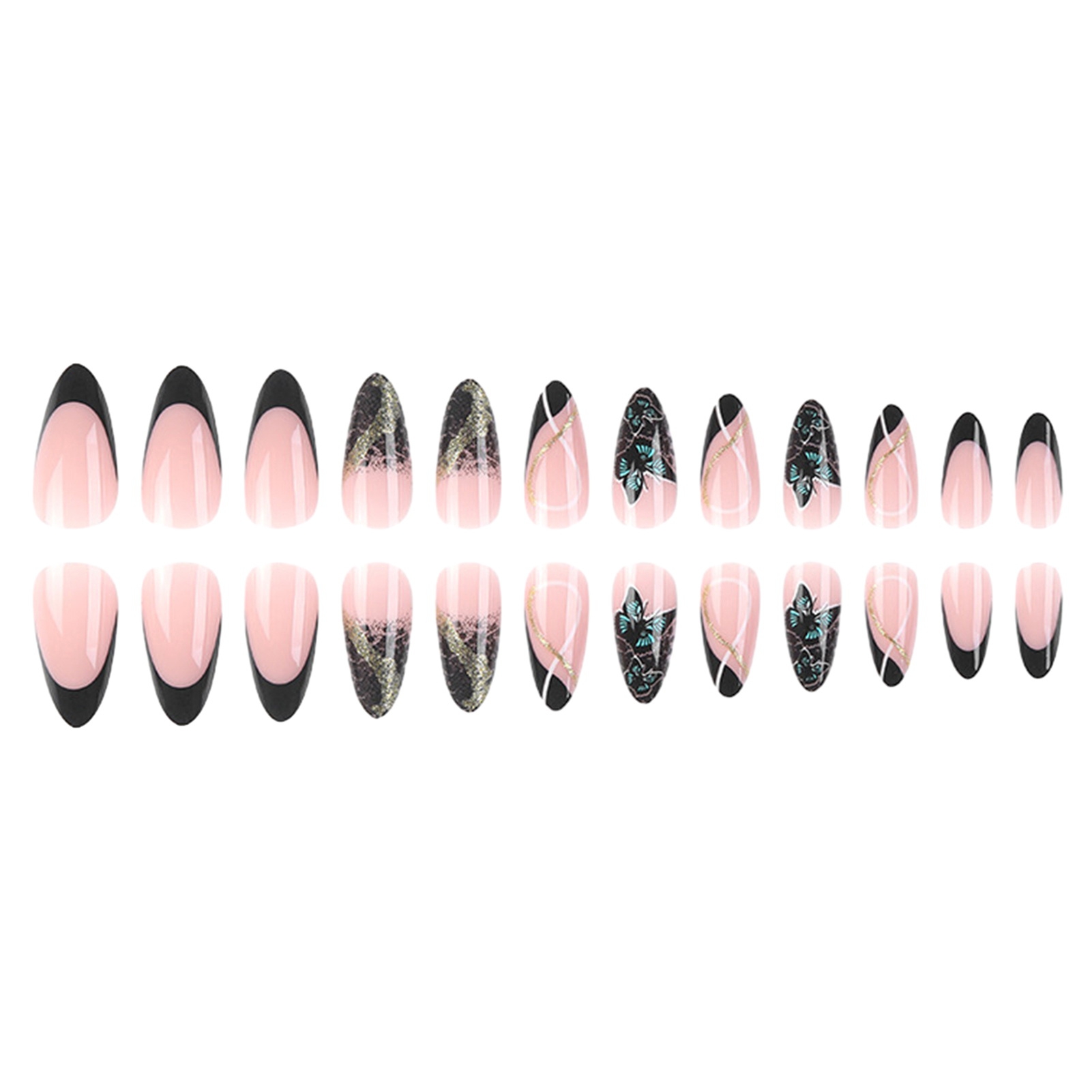 dianhelloya Longlasting Nail Art Stickers 1 Set Wearable False Nails