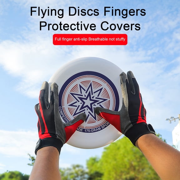 dianhelloya Men Gloves Anti-slip Breathable Quick Dry Wear Resistant Professional Protective Polyester Flying Discs Sport Gloves Riding Accessories 1 Pair Black & Red