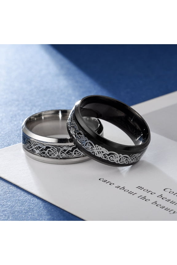 Men Ring Glossy Simple Jewelry Accessory Dragon Pattern Glowing Ring for Dating Golden