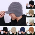 thumbnail image 1 of dianhelloya Men Winter Knitted Peaked Hat with Earmuffs Windproof Warm Earflap Hat Outdoor Cycling Baseball Hat Knitted Newsboy Hat with Visor Light Khaki, 1 of 8
