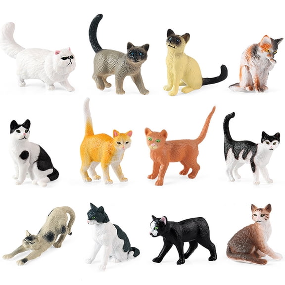 dianhelloya Mini Model Toys Puppy Kitten Figures 12pcs Simulation Cat/dog Figurine Realistic Miniature Figure Model Pvc Solid Kitten/puppy Statue Desktop Ornament Cat
