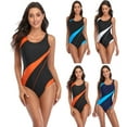 thumbnail image 1 of dianhelloya Monokini Swimsuits For Women Women Monokini Color Matching Bodycon Sleeveless Hollow Out Breathable Swimming Round Neck Surfing Lady Swimsuit Water Sports Clothes, 1 of 8