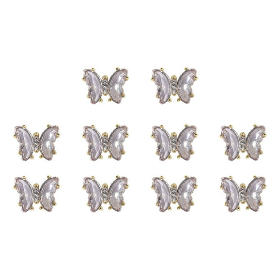 dianhelloya Nail Art Supplies 10Pcs Nail Art Decor Three-dimensional Shiny Glitter Sparkling DIY Mini Nail Accessories Fake Crystal Butterfly Nail Charm Manicurist Supply