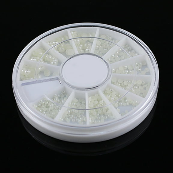 dianhelloya Nail Art Supplies 3 Sizes Nail Art Wheel White Faux Pearl Nail Decorations DIY Decal Manicure Tool