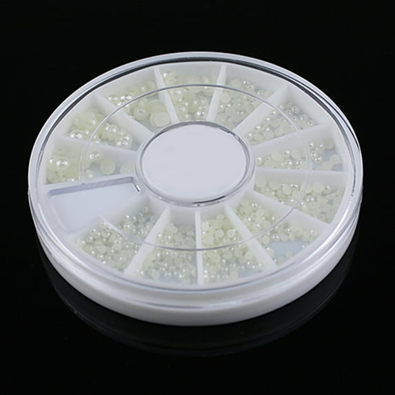dianhelloya Nail Art Supplies 3 Sizes Nail Art Wheel White Faux Pearl Nail Decorations DIY Decal Manicure Tool