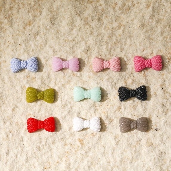 dianhelloya Nail Art Supplies 50Pcs Bow-knot Nail Decors Creative Shape Vibrant Color Reusable Stunning Visual Effect Wide Application Decorative Resin 3D Bow-knot Nail Art Decorations Accessories