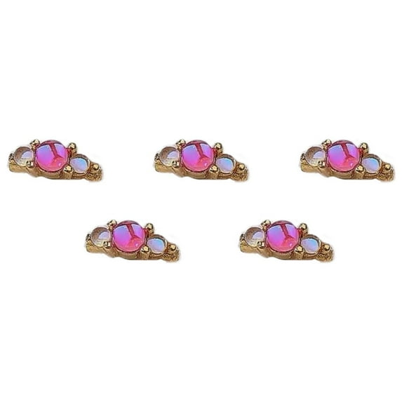 dianhelloya Nail Art Supplies 5Pcs Nail Rhinestone Shining Stunning Visual Effect Three-dimensional Non-falling DIY High Gloss Dazzling Nail Alloy Ornament Manicure Design Nail Supplies