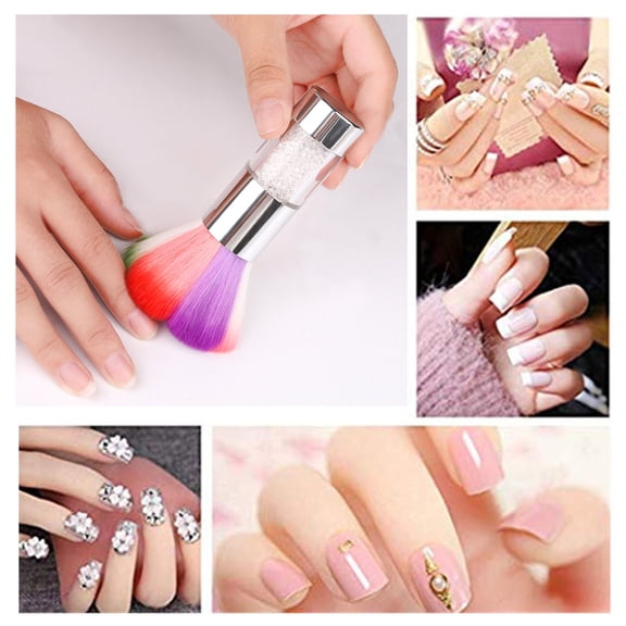 dianhelloya Nail Art Tools Nail Cleaning Brush Dense Bristles Rhinestone Handle Soft Dust Remover Lint-free Rainbow Nail Brush Remover Cleaner Nail Salon Tool