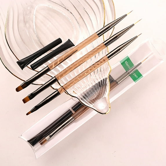 dianhelloya Nail Art Tools Nail Drawing Pen Non-shedding High Tenacity Soft Bristles DIY with Pen Cover Double-ended Stripe Dotting Nail Line Pen Nail Salon Supply
