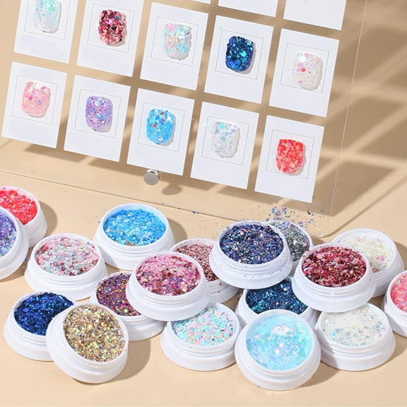 dianhelloya Nail Sequins Multiple Color DIY Nail Design Ultra-thin Polygon Sequins Nail Art 14