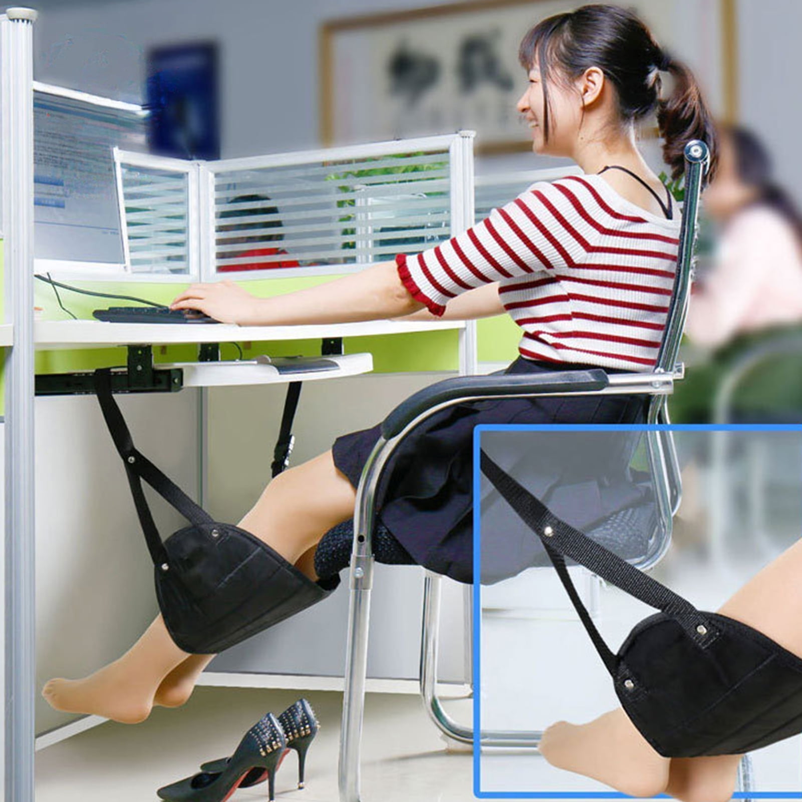 dianhelloya Office Foot Rest Portable Travel Foot Hammock Airplane Footrest Adjustable under Desk Leg Rest Sling Camouflage Walmart