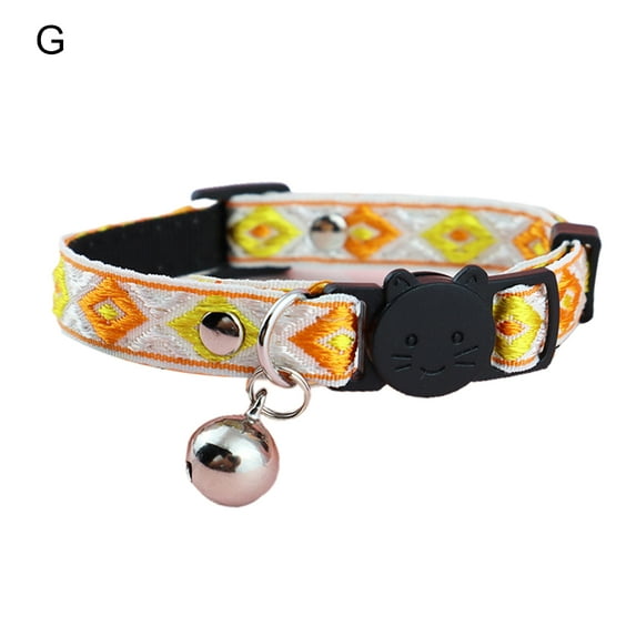 dianhelloya Pet Necklace Colorful Grids Pattern Anti-suffocation Fine Workmanship Breakaway Pet Cats Collars with Bell for Valentines Day
