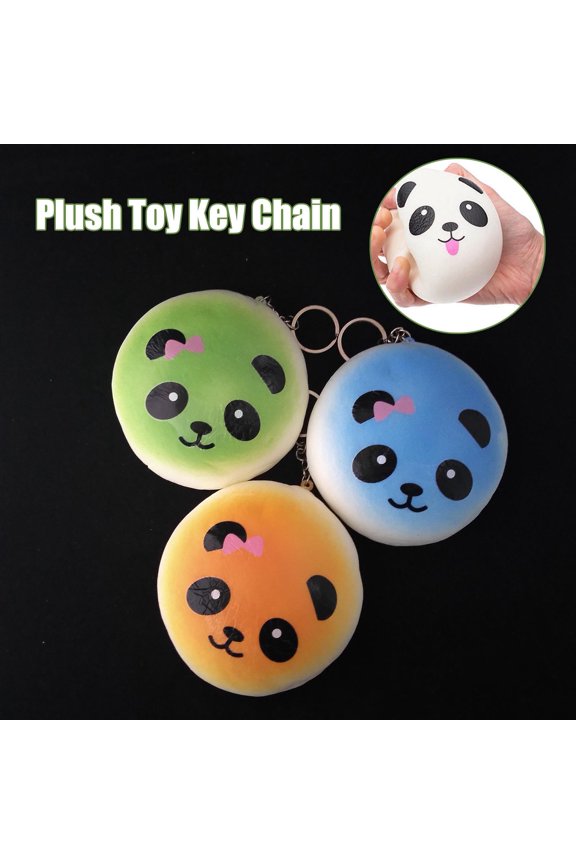 Plush Key Pendant Ultra Soft Anti-fall Adorable Slow Rebound Panda Buns Bag Strap Pendant for Anniversary Gift 7cm Random Style
