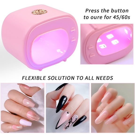 dianhelloya Portable Mini Nail Lamp USB Powered Space-saving Design TV-shaped No Black Hand Nail Polish Fast Dry Curing Nail Manicure Machine White