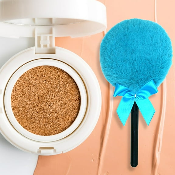 dianhelloya Powder Puff with Handle Reusable Long Hair Lollipop Shape Portable Makeup Highlighter Puff Daily Use Pink