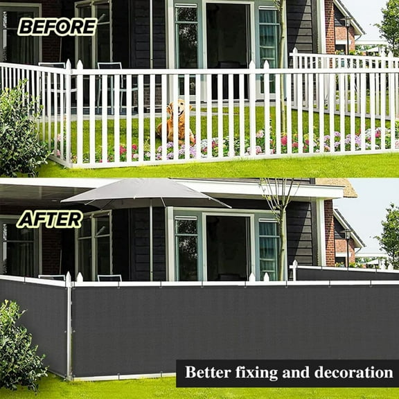 dianhelloya Premium 99% UV Blocking HDPE Balcony Privacy Screen - Heavy-Duty Weatherproof Shade Net with Copper Grommets for Outdoor Patio, Deck, Fence, Pool (196.85"x35.43")