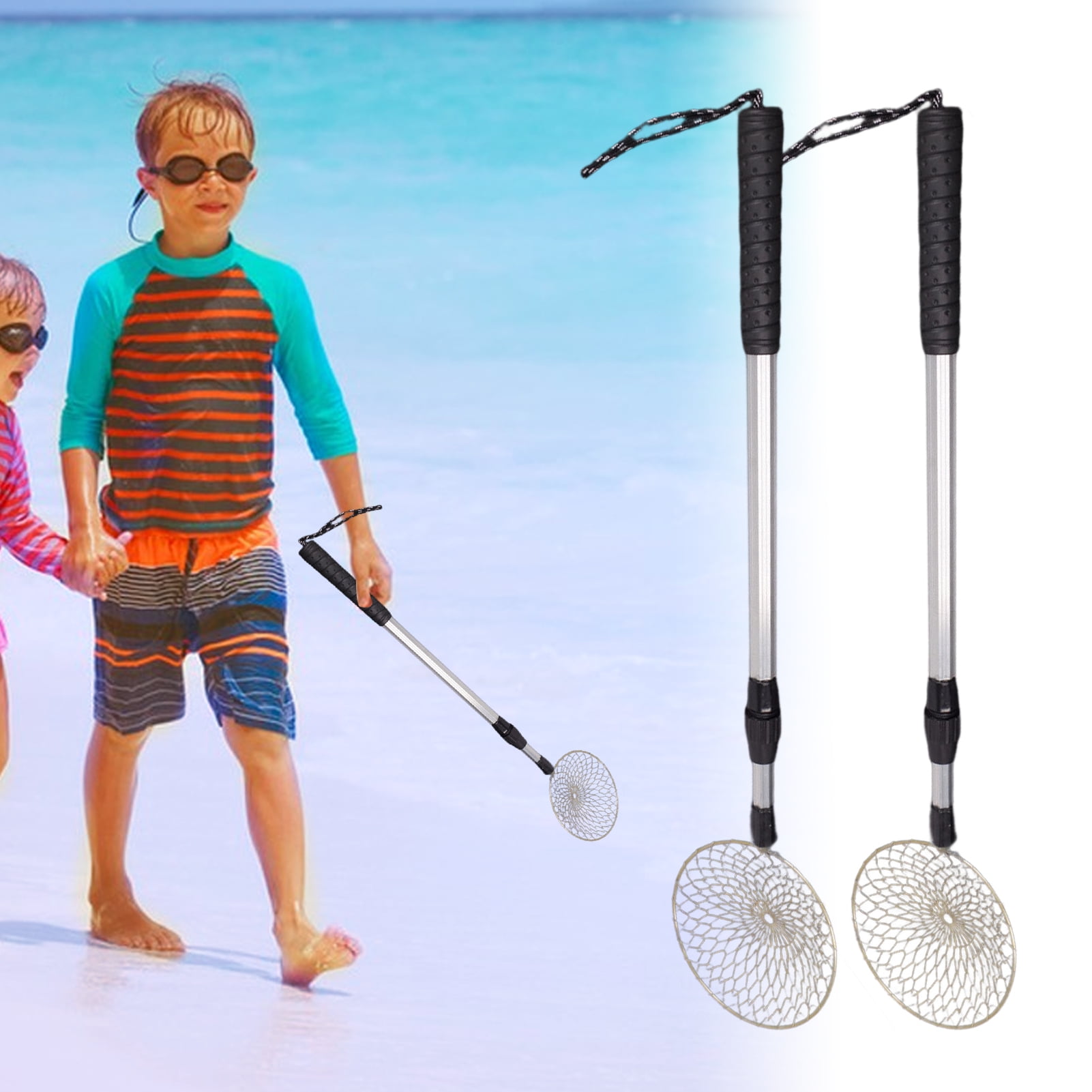 dianhelloya Sand Sifter Beach Scoop Telescoping Shovel for Seashell Hunting Shark Teeth