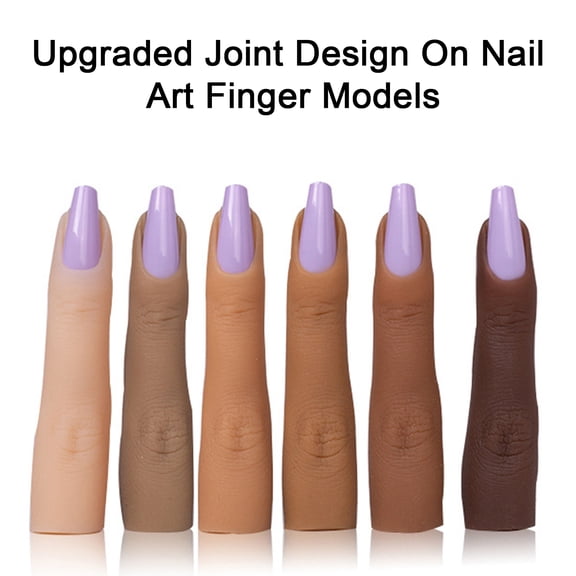 dianhelloya Silicone Practice Fingers Nails Realistic Easy to Clean Nail Art Training Hand Bendable Fake Finger Model A
