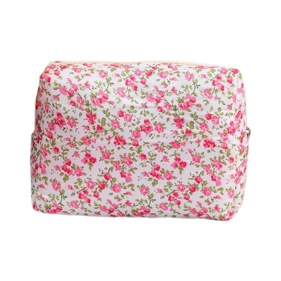 dianhelloya Small Cosmetic Bag Portable Floral Makeup Bag with Zipper Capacity Multifunction Cosmetic Organizer Pouch for Women Girls Ideal for Travel Daily Use Rose Red