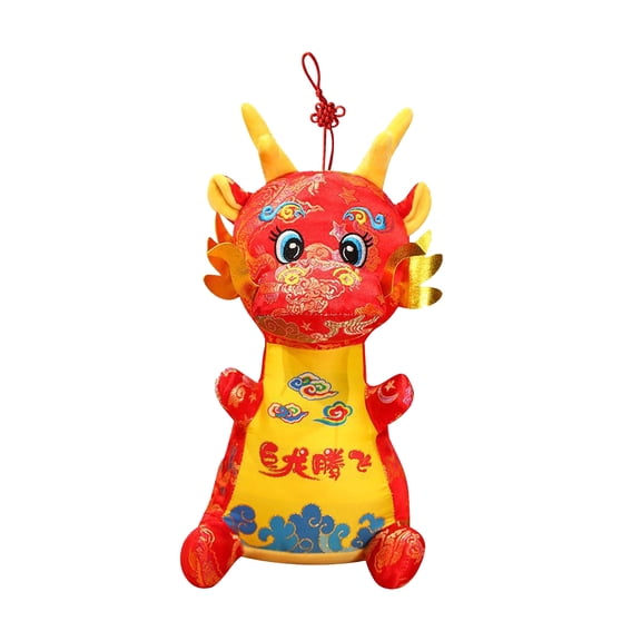 dianhelloya Spring Festival Decoration Kawaii Cartoon Dragon Plush Toy Year of 2024 Mascot Ornament Soft Stuffed Pillow Chinese Zodiac Dragon Kids New Year Gift