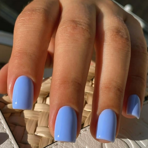 dianhelloya Square Fake Nails Natural-Looking Perfect Fit Seamless Cuticle Lines Gentle on Nail Beds Fake Nail Lady Supply Blue