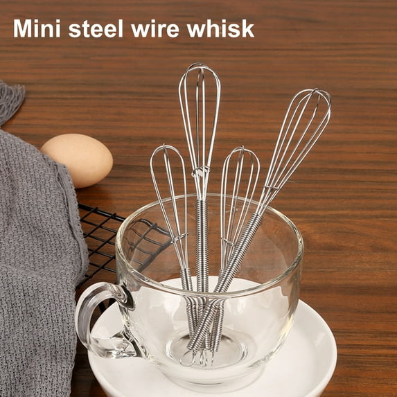 dianhelloya Stainless Steel Mini Egg Beater with Spring Handle, Compact Whisk for Baking, Coffee, Eggs - Ergonomic Design, Durable Kitchen Tool (S/L Size)