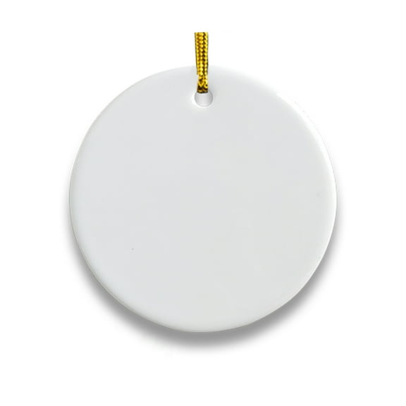 dianhelloya Sublimation Blank Ceramic Ornament White Porcelain Round Ornament with Lanyard for DIY Craft Christmas Tree Home Decor