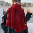thumbnail image 1 of dianhelloya Thickened Soft Skin-Touch Knitted Scarf Female Winter Solid Color Long Warm Shawl Wine Red, 1 of 7