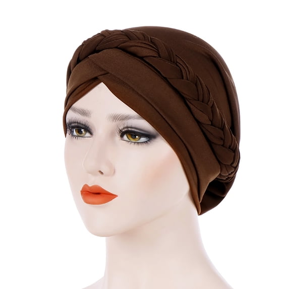 dianhelloya Turban Cap Solid Color Milk Silk Braided Twist Headwrap Beanie Headwrap for Women