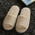 thumbnail image 1 of dianhelloya Unisex Solid Color Coral Fleece Warm Open Toe Home Indoor Shoes Hotel Slippers Yellow, 1 of 8