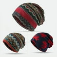 thumbnail image 1 of dianhelloya Unisex Winter Hat Vintage Ethnic Print Colorful Elastic Anti-slip Regular Fit Baggy Soft Warm Wide Band Colorfast Women Men Beanie Grey, 1 of 6