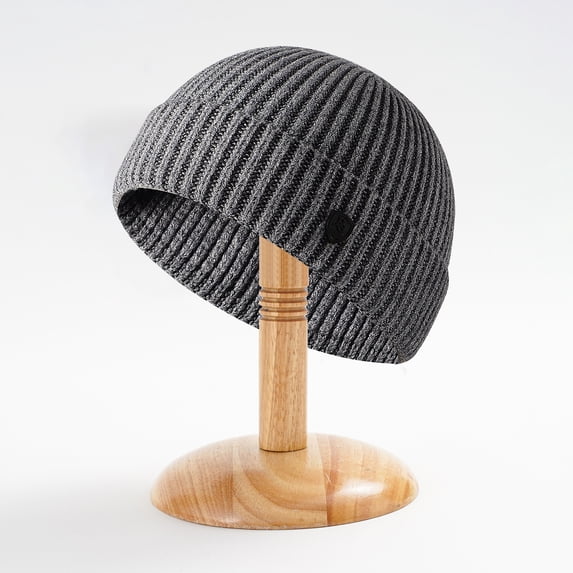 dianhelloya Warm hat Autumn Winter Warm Knitted Hat Men Women Solid Color Ribbed Beanies Hat Outdoor Windproof Thick Hiking Cycling Hat Black