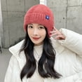 thumbnail image 1 of dianhelloya Warm hat Earflap Brimless Thick Warm Beanie Hat Women Winter Candy Color Riding Knitted Cap Costume Accessories Dark Orange, 1 of 8