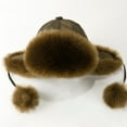 thumbnail image 1 of dianhelloya Warm hat Earflap Hat Thickened Fluffy Windproof Cute Ball Down Lining Ear Faux Fur Men Women Outdoor Cycling Winter Cap for Shopping Adult Black, 1 of 8