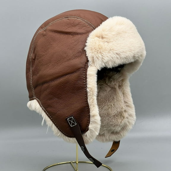 dianhelloya Warm hat Warm Ear Caps Plush Windproof Thicken Unisex Earflaps Heat Retention Soft Washable Furry Lei Feng Cap for Skiing Brown