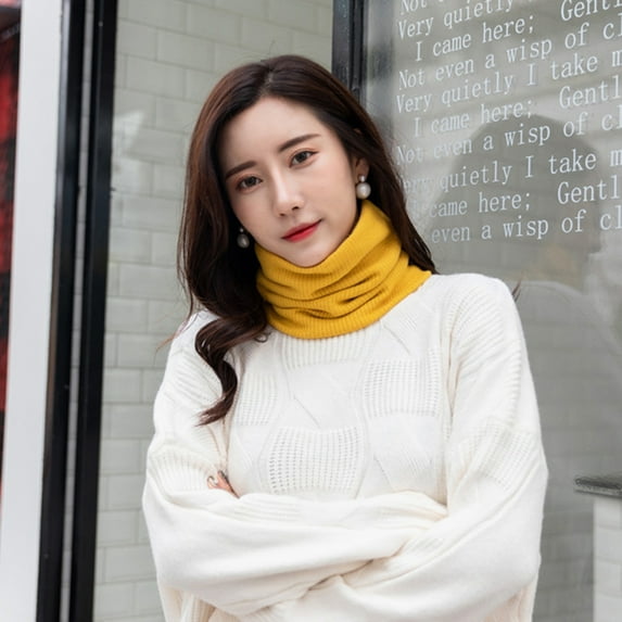 dianhelloya Winter Double Layers Ring Thick Warm Breathable Outdoor Knitting Scarf Neckwear Red