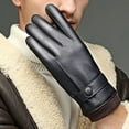 thumbnail image 1 of dianhelloya Winter Gloves Smooth Faux Leather Thick Soft Plush Windproof Cycling Full Fingers Solid Color Cold Resistant Men Gloves 1 Pair One Size B, 1 of 8
