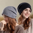 thumbnail image 1 of dianhelloya Women Autumn Winter Beanie Hat with Adjustable Drawstring Super Soft Elastic Solid Color Cold-proof Winter Warm Hat Grey, 1 of 7