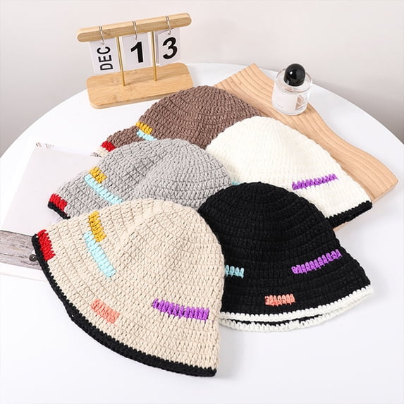 dianhelloya Women Autumn Winter Fisherman Hat Super Soft Female Lady Thicken Flat Top Hat Winter Warm Bucket Hat White