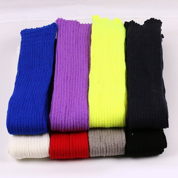 dianhelloya Women Elastic Solid Color Warm Thigh High Knitted Long Socks Over Knee Stockings Dark Gray