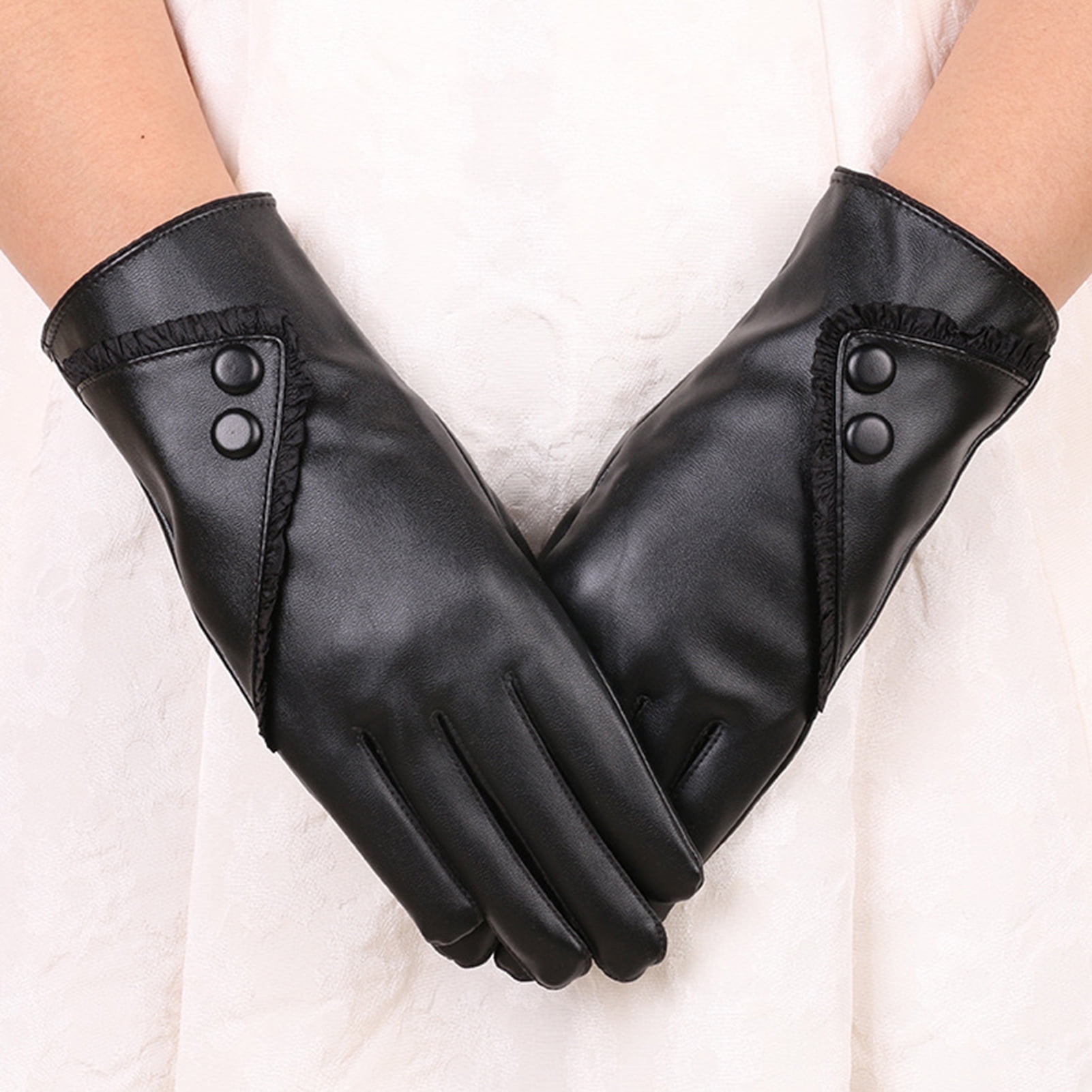 Women’s Full Finger Gloves with Lined Interior and Decorative Strap main image 1