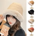 thumbnail image 1 of dianhelloya Women Winter Fishman Hat Faux Fur Decor Color Matching Warm Windproof Thick Soft Anti-slip Ear Protection Curled Edge Lady Winter Cap Khaki, 1 of 8