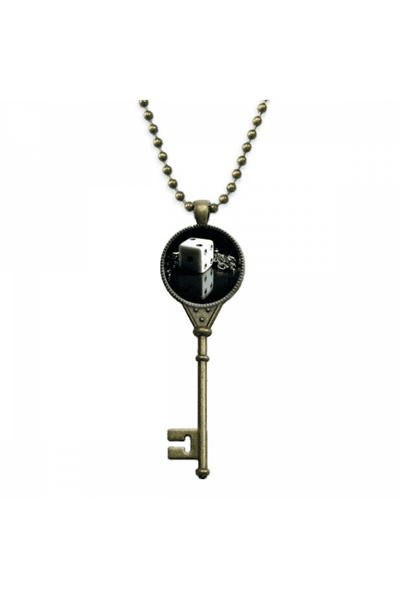 dice chain gambling photo key necklace pendant tray embellished chain