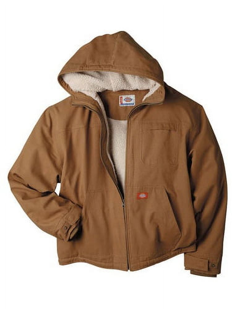 dickies men's big-tall sanded sherpa lined hooded jacket, brown